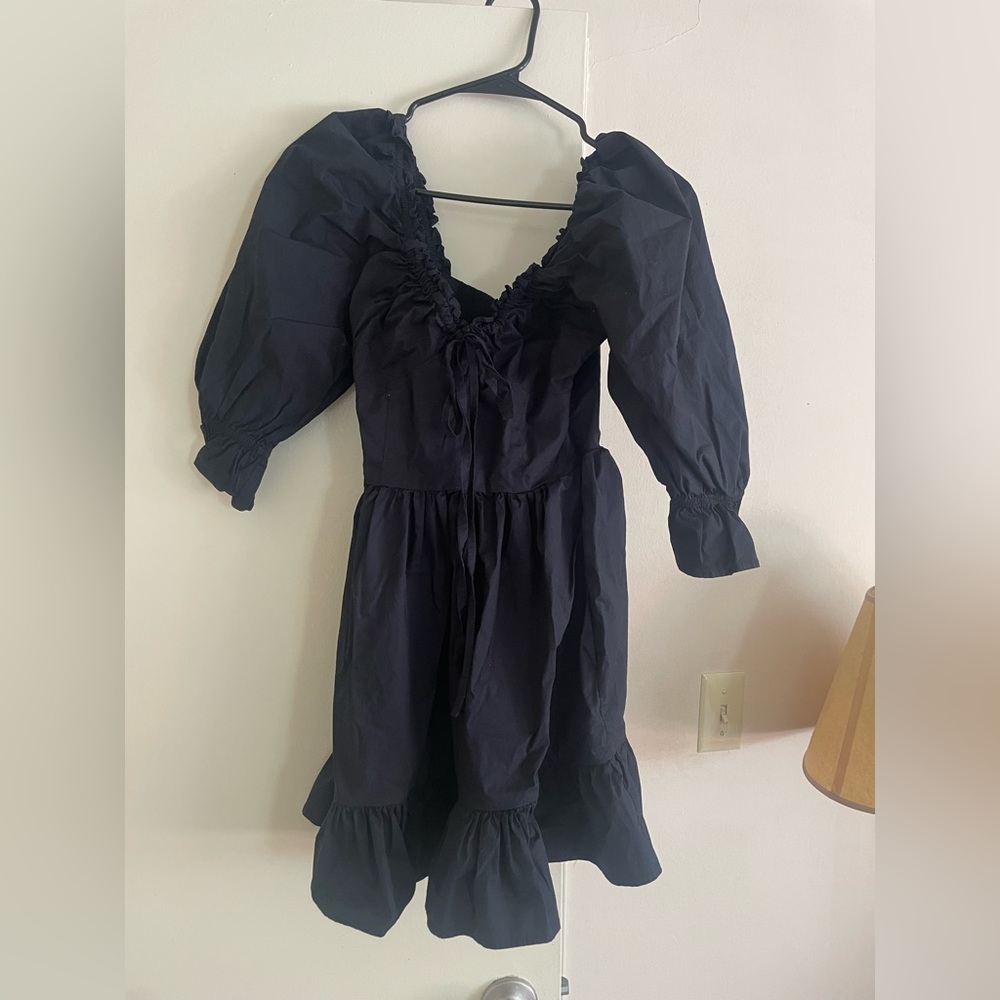 Hill House Black Puff Sleeve Mini Dress